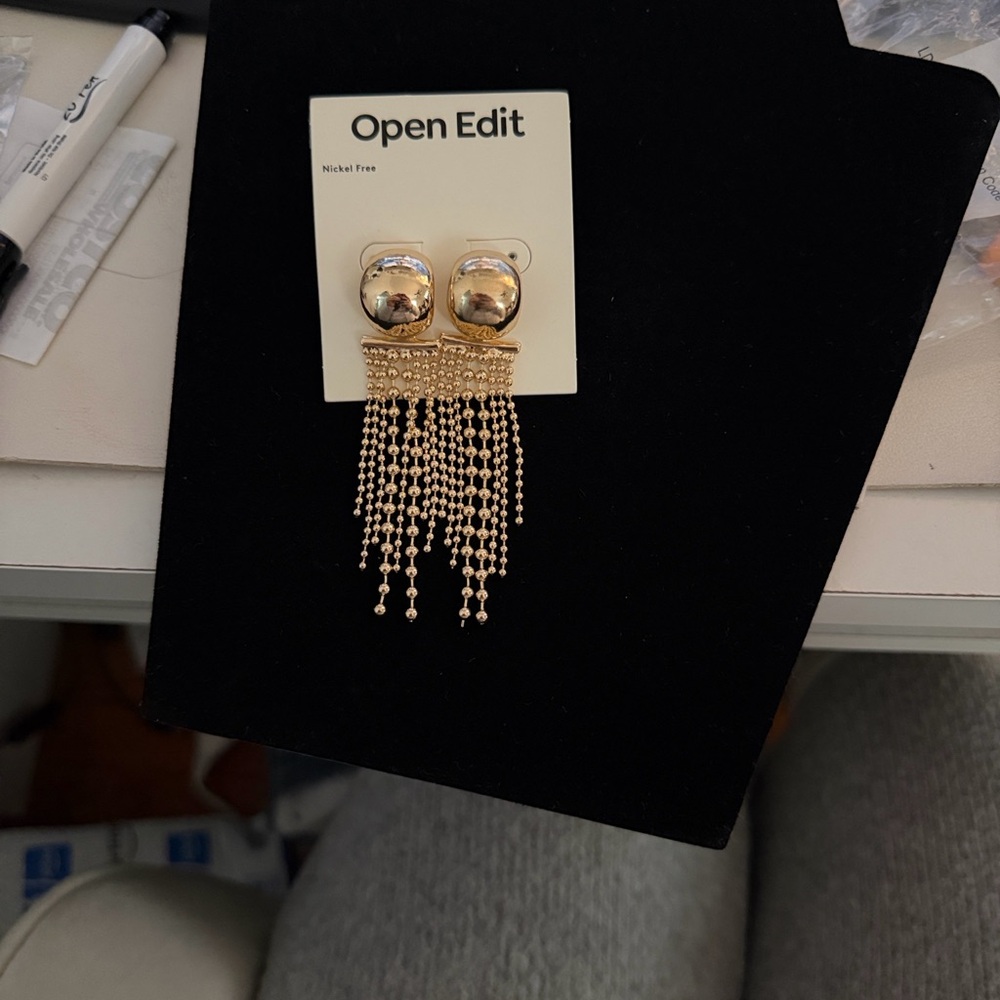 NWT Open Edit Nordstrom Gold Fringe Earrings